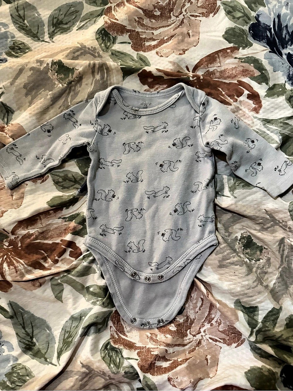 Little Me Baby Blue Animal Print Bodysuit